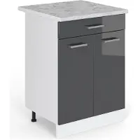 Vicco R-Line Keukenonderkast – 60 cm met lade met marmeren werkblad Antraciet Hoogglans