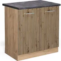 Vicco Wastafelkast R-Line Artisanaal eiken 80 cm , WB Antraciet, Model 49120