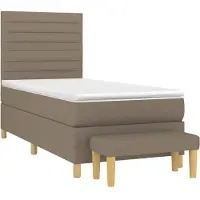 vidaXL Boxspring met matras stof taupe 80x200 cm