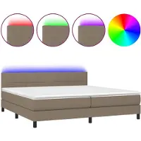 vidaXL Boxspring met matras en LED stof taupe 200x200 cm