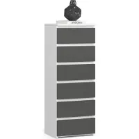 Akord Ladekast CL6 met 6 Lades / Furniture Factory / Wit - Grafietgrijs / 40x109x35 cm