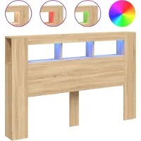 vidaXL Hoofdbord met LED 160x18,5x103,5 cm bewerkt hout sonoma eiken