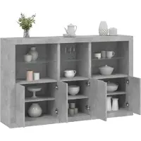 vidaXL Dressoir met LED-verlichting 162x37x100 cm betongrijs