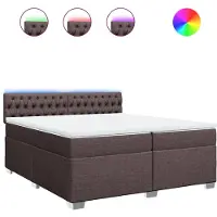 vidaXL Boxspring met matras stof donkerbruin 200x200 cm