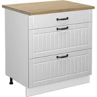 Vicco Fame-Line Keukenonderkast – 80 cm met 3 laden, WB Eik Wit Landhuis