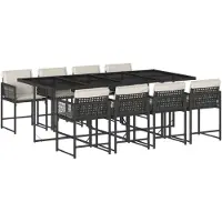 vidaXL 9-delige Tuinset poly rattan zwart