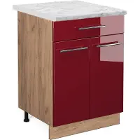Vicco Fame-Line Keukenonderkast – 60 cm met lade, WB Marmer Bordeauxrode hoogglans
