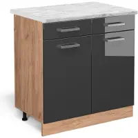 Vicco R-Line Keukenonderkast – 80 cm WB Marmer Antraciet Hoogglans
