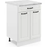 Vicco Keukenonderkast R-Line Wit Landhuis 60 cm met lade, WB Marmer, Model 46204