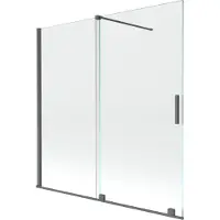 Mexen Velar dubbele douchewand 2-panelen schuifbaar 160 x 150 , transparant, geborsteld kanongrijs - 896-160-000-01-66