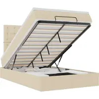 vidaXL Ottoman bed met matras 120x200cm stof crèmekleurig