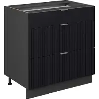 Vicco Fame-Line Keukenonderkast – 80 cm met 3 laden, zonder werkblad Zwart gestreept
