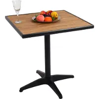 Mendler Tuintafel HWC-J95, balkon- of bistrotafel, geschikt voor gebruik buitenshuis in de horeca. Coating: aluminium, houtlook, verkrijgbaar in zwart en teakbruin