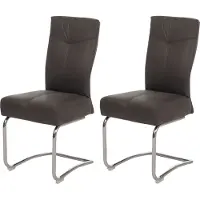 Mendler Set van 2 eetkamerstoelen -G56, keukenstoel sledestoel, textiel suèdelook ~ grijs
