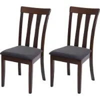 Mendler Set van 2 eetkamerstoelen -G46, keukenstoel, stof/textiel, massief hout ~ donker frame, donkergrijs