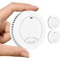 Aroha Safety Pro Mini Rookmelder Sleep Line - 10 jaar batterij - Geen standby LED-licht - Montage zonder boren - Extra dun design & slaapkamer vriendelijke brandmelder - 2 stuks