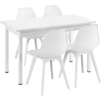 En.casa Eetkamerset eethoek Lendava 5-delig tafel met 4 stoelen wit