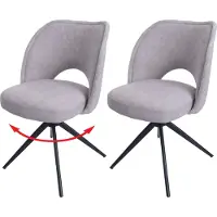 Mendler Set van 2 eetkamerstoelen HWC-N72, beklede keukenstoel, draaibaar met automatische terugdraaimechanisme, stof/textiel (420g/m²), lichtgrijs