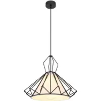 Globo Lighting hanglamp, metaal, mat zwart, metaal, zwart, textiel, wit, diameter: 400 mm, hoogte: 1200 mm, exclusief 1x E27 60W 230V lamp