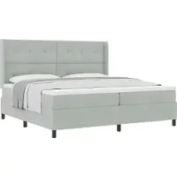vidaXL Boxspring bed met hoofdeinde Lichtgrijs 200 x 200 cm Fluweel