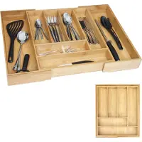 Generique Range-couverts MENDLER HWC-B20, organisateur de tiroir, bambou extensible 35-58x45cm