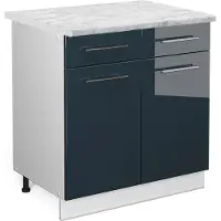 Vicco Fame-Line Keukenkasten – 80 cm, WB Marmer Donkerblauw hoogglans