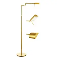 HELL LED-vloerlamp Graz, dimbaar, messing / goud, Werkkamer / Kantoor, metaal, LED vloerlamp