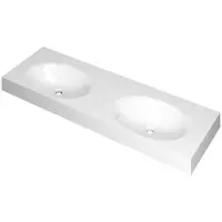 Ink Smooth Meubelwastafel 140x45cm Polystone - Dubbel - Zonder Kraangaten - Glans Wit - 8718835157623 - Rechthoekig - Wastafels, Meubelwastafels