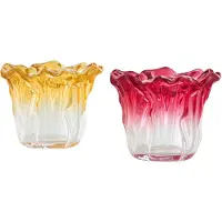 J-Line theelichthouder - glas - mix - small - set van 2