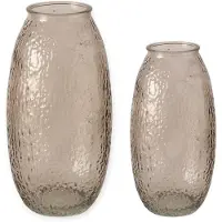 Boltze - Vaas - Bloemenvaas - Set van 2 - Glas - Beige Bruin - 20 en 24cm hoog