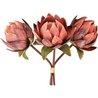 Viana Decoratieve Protea kunstbloemen rood-oranje 34cm 3st, 3 Stück