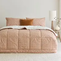 Walra Dekbed zonder overtrek Cozy Check - 240x220 - 100% Katoen (BCI) - Bruin / Off White