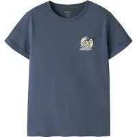 Name it KIDS T-shirt blauw Jongens Stretchkatoen Ronde hals Printopdruk - maat 134/140
