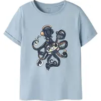 Name it KIDS T-shirt Blauw Jongens Stretchkatoen Ronde hals Printopdruk - maat 146/152