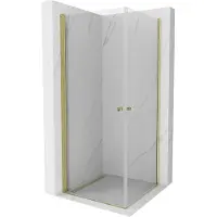 Mexen Pretoria Duo scharnierende douchecabine 80 x 80 , transparant, goud - 852-080-080-50-00-02
