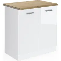 Vicco Wastafelkast R-Line Wit Hoogglans 80 cm , WB Eik, Model 46857