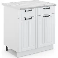 Vicco Keukenonderkast Fame-Line Wit Landhuis 80 cm , WB Marmer, Model 45909