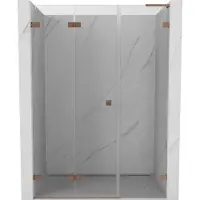 Mexen Lunar-F L vouwdeur douche links 140 , transparant, geborsteld koper - 836SL-140-050-65-00-L