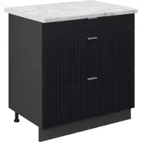 Vicco Fame-Line Keukenonderkast – 80 cm met 3 laden, WB Marmer Zwart gestreept