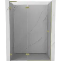 Mexen Lunar L douchedeur scharnierend links 130 , transparant, goud geborsteld - 834L-130-000-55-00-L