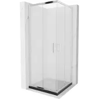 Mexen Rio kwadrant douchecabine 90 x 90 , matglas, chroom + Flat douchebak, zwart - 860-090-090-01-30-4070