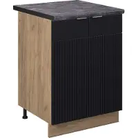 Vicco Keukenonderkast Fame-Line Zwart gestreept 60 cm , WB Antraciet, Model 50757