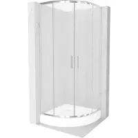 Mexen Rio halfronde douchecabine 90 x 90 , matglas, chroom + Rio douchebak, wit - 863-090-090-01-30-4710