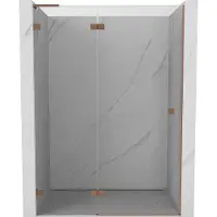 Mexen Lunar L draaideur voor douche links 140 , transparant, geborsteld koper - 834L-140-000-65-00-L