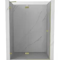 Mexen Lunar douchedeur scharnierend links 140 , transparant, geborsteld goud - 834-140-000-55-00-L