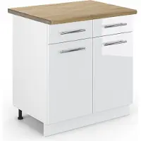 Vicco Fame-Line Keukenonderkast – 80 cm, WB Eik Wit Hoogglans