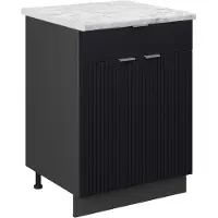 Vicco Keukenonderkast Fame-Line Zwart gestreept 60 cm met lade, WB Marmer, Model 50657