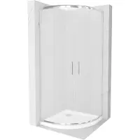 Mexen Rio douchecabine halfrond 90 x 90 , matglas, chroom + Flat douchebak, wit - 863-090-090-01-30-4110