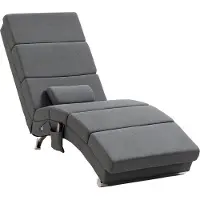 HOMCOM Massage Relaxfauteuil - Stof met linnenlook (100% polyester) - 56x168x84cm - Grijs