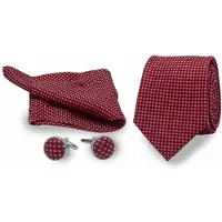 Gents - Set stropd manch poch met stip - - Bordeauxrood - Maat One/One
